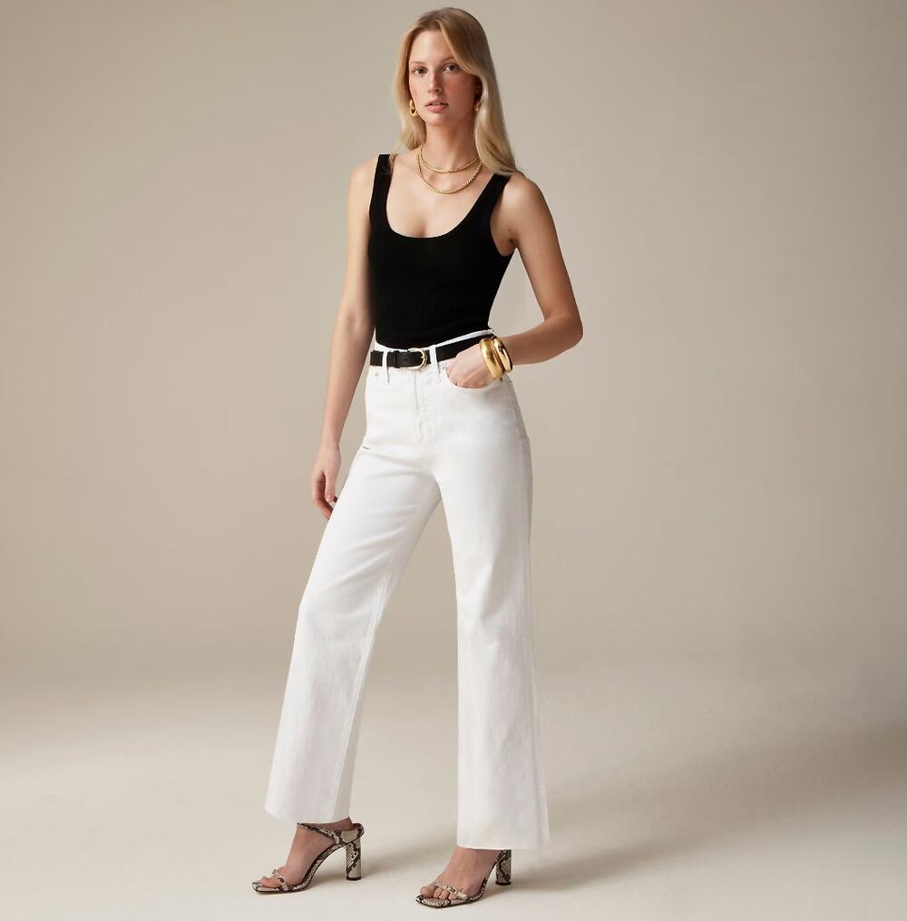 J.Crew Slim Wide Leg Jean White High Waisted Classic Denim BP461 US 28 NWT